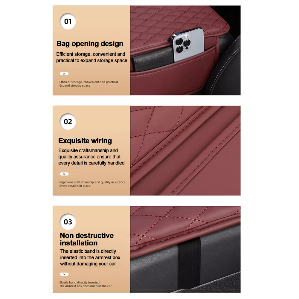 収納ポケット付きPUレザーカーアームレスト,アームレスト保護クッション,収納ボックス,カバーパッド