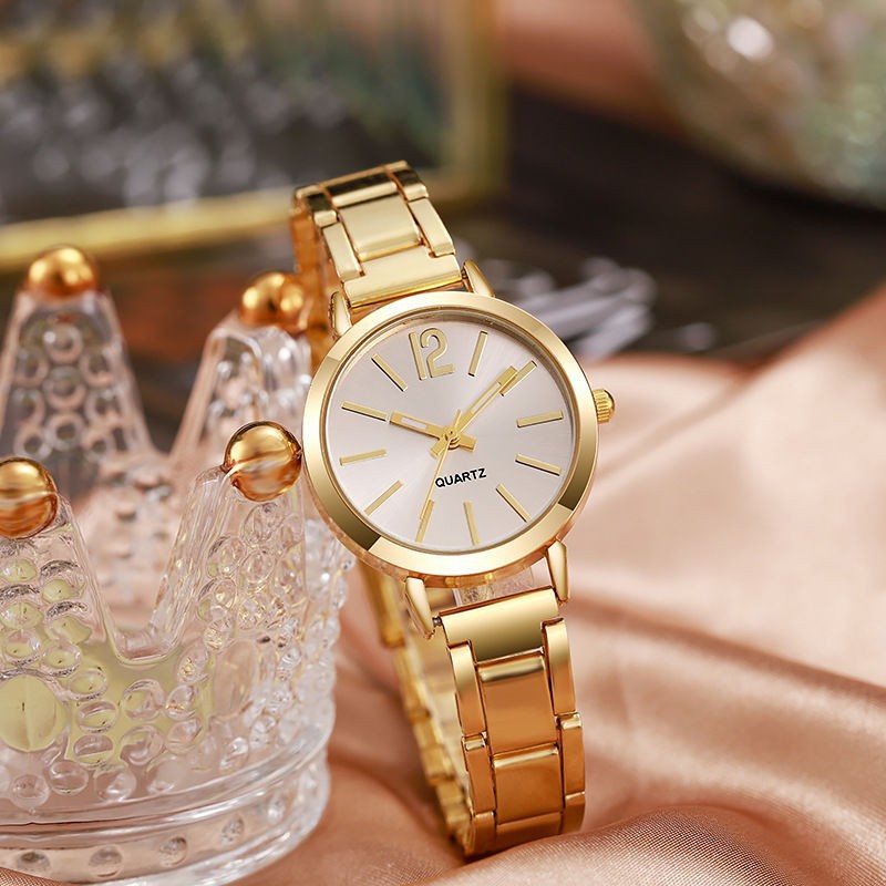 Montre à quartz de mode pour montre de luxe pour femme, cadran circulaire simple, montre pour femme en acier inoxydable