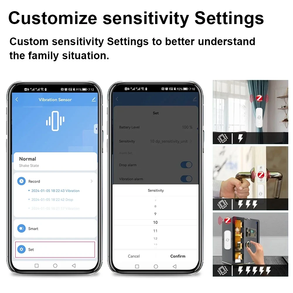 Smart ZigBee Vibration Sensor App Monitor Home Security Protection Motion Shock Alarm Support Tuya Smart Life Zigbee2MQTT