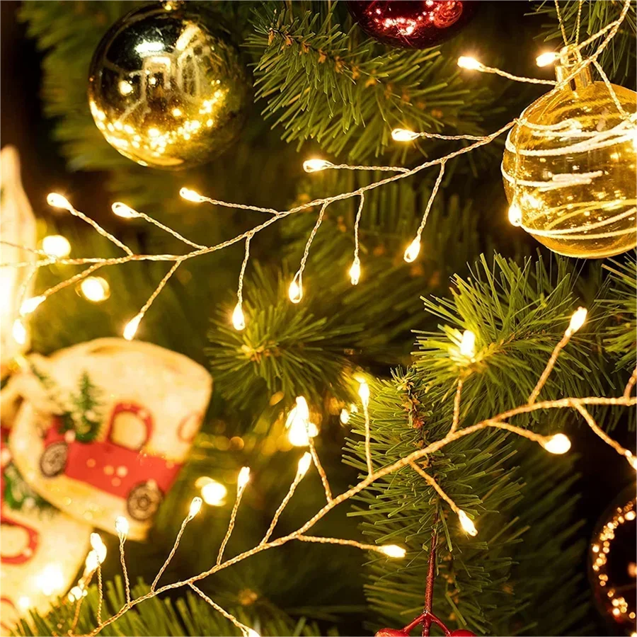 36個のLEDクラスター電球が付いたシルバーワイヤーのフェアリーライト、屋外クリスマスパーティーライトガーランド、新年、ストリート、ホームパーティー、結婚式用