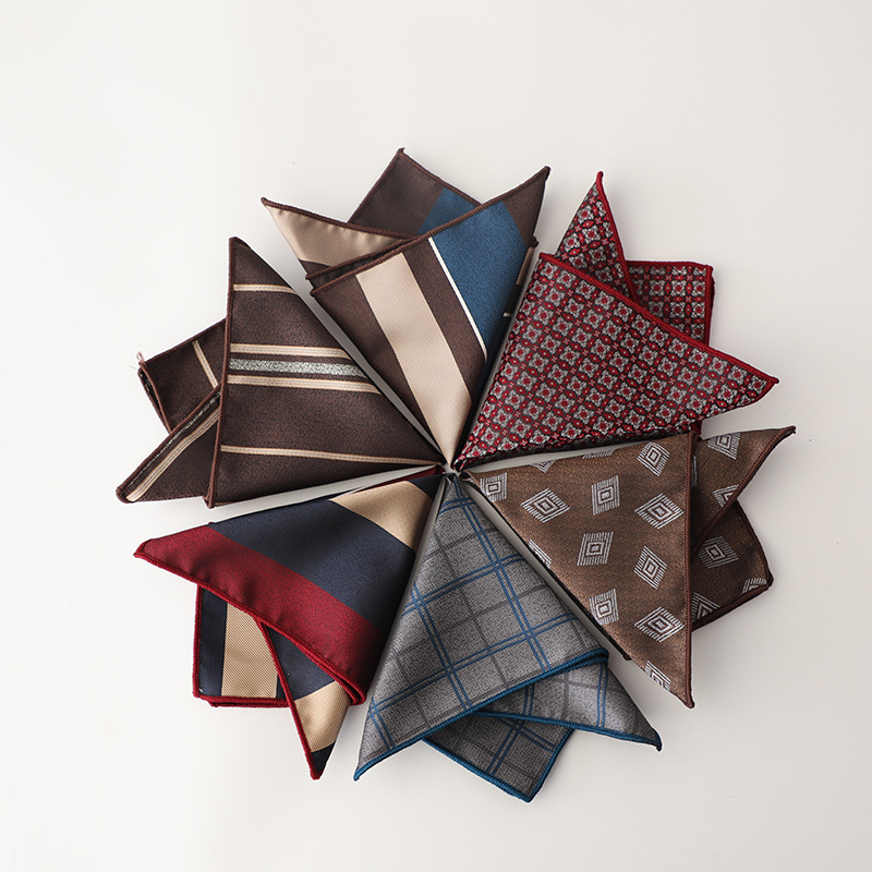 23 cm nieuwe trendy gestreepte geruite heren pochet polyester jacquard bloemen witte zakdoek pak zakdoek bruiloft zakdoek