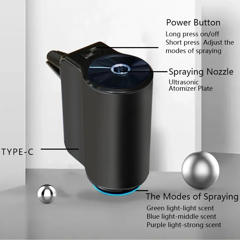 Car Air Freshener ไฟฟ้า Auto Aroma Diffuser รถ Air Vent น้ํามันหอมระเหย Mist Humidifier กลิ่นหอม Diffuser น้ํามันหอมระเหย