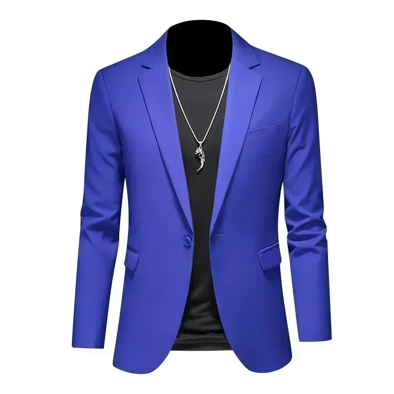 Blazer informal de negocios a la moda para hombre, chaqueta ajustada de Color sólido en negro, blanco, rojo y verde, traje de fiesta para novio y boda, abrigo M-6XL