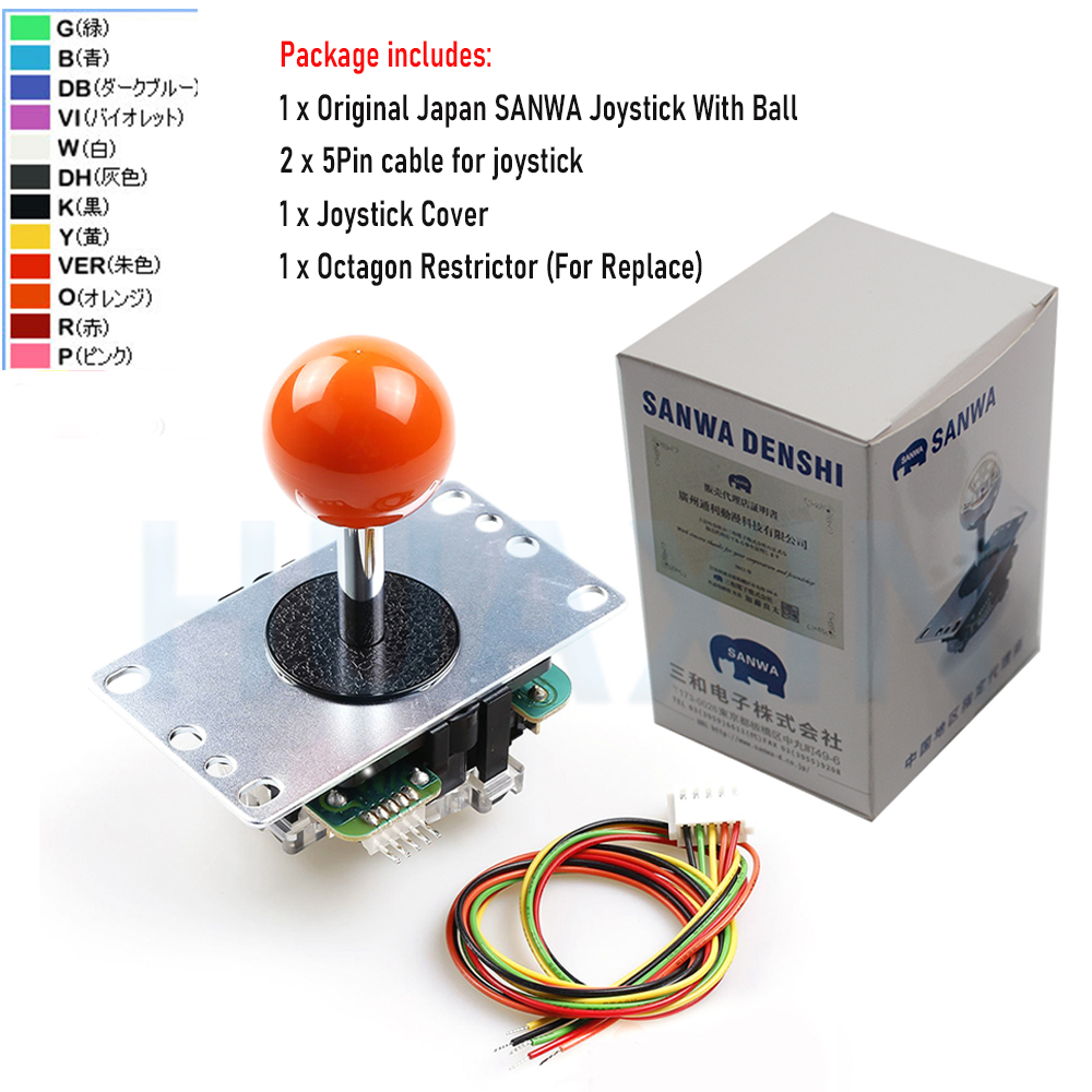 Joystick Sanwa Original japonés JLF TP 8YT, balancín de lucha con Topball, cable de 5 pines, Jamma Arcade, juego expendedor de PC, PS3, XBOX, Kit DIY