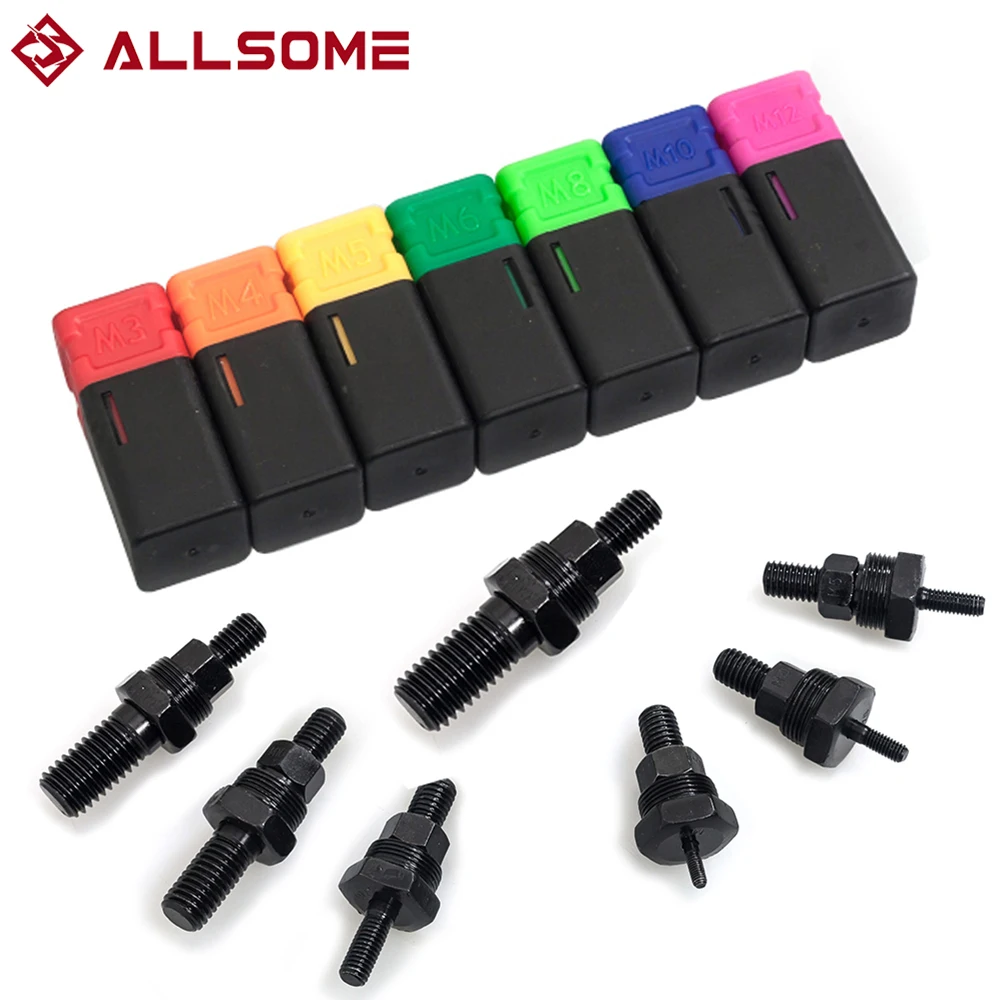 Allsome peça de pistola de rebitador, mandril rosqueado, substituição para porca manual, rebite métrico M3-M12 ht2775 +