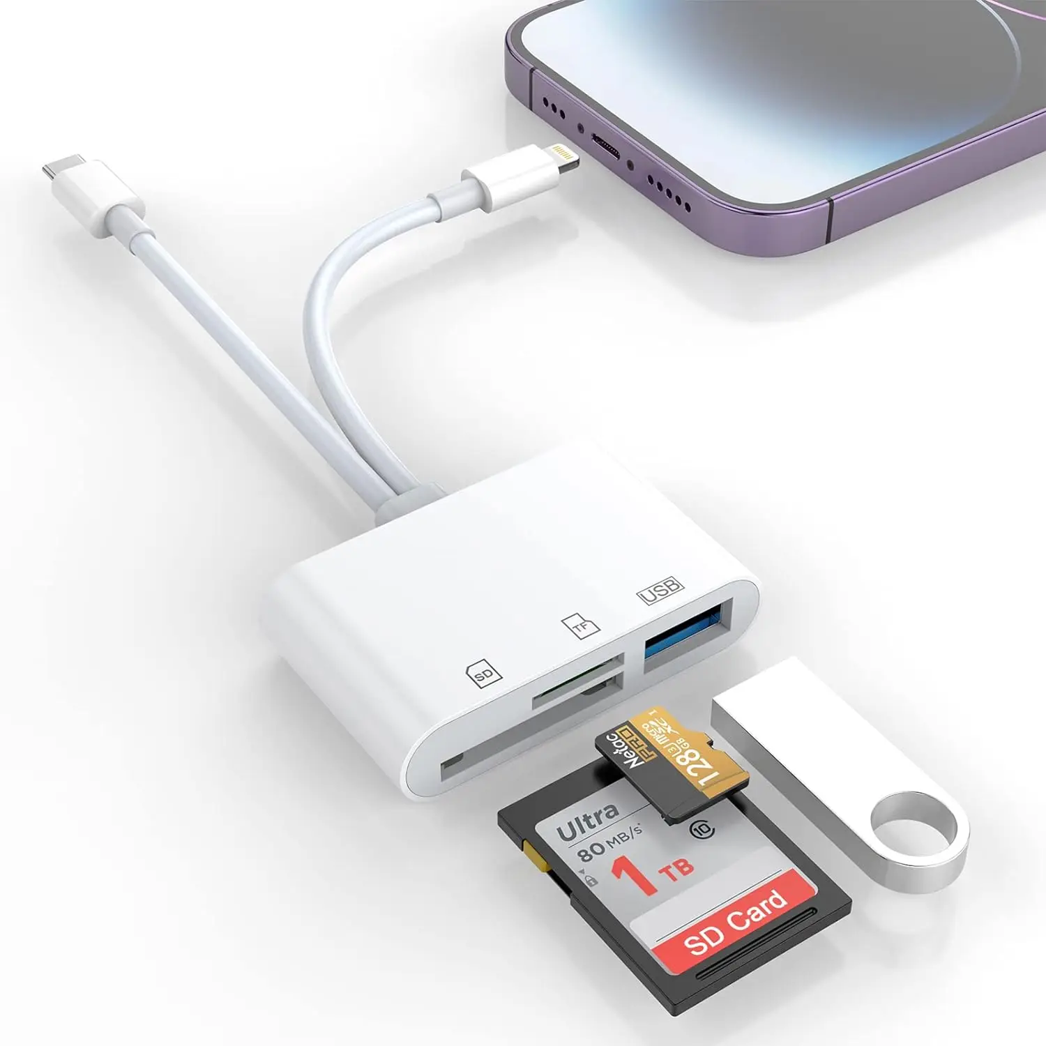Устройство чтения карт SD 5-в-1 Адаптер Lightning/Type C к USB 3.0/SD/TF Устройство чтения карт памяти для iPhone iPad MacBook Samsung Android