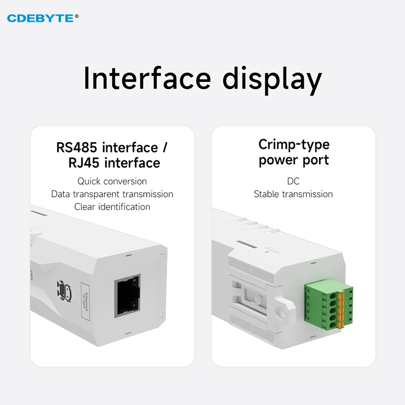 RS485 to Ethernet Serial Server CDEBYTE NA111-M DC 8～28V RS485 RJ45 TCP/UDP MQTT Small Size Modbus Industrial Grade AT Command