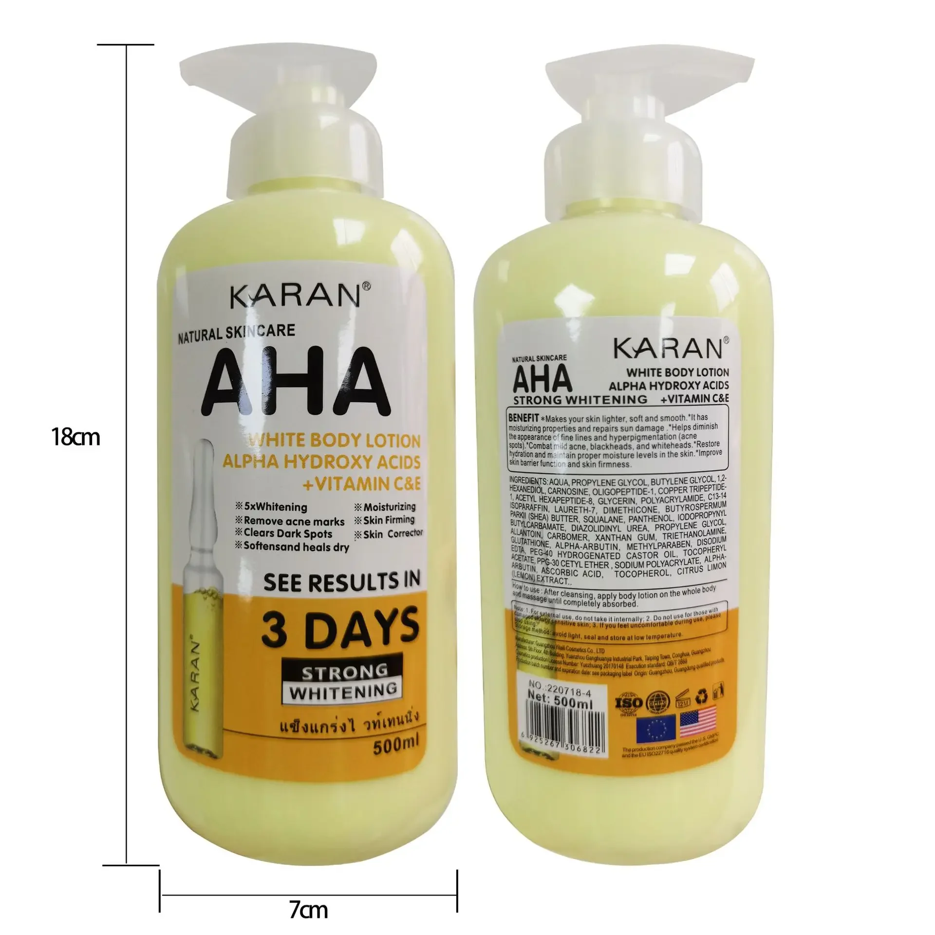 500ml Crema Sbiancante Per Il Corpo Acidi Idroci Vitamina C & E Idratante Schiarente Lozione Per Il Corpo Cura Della Pelle Rimuovere Le Marchi di Acne