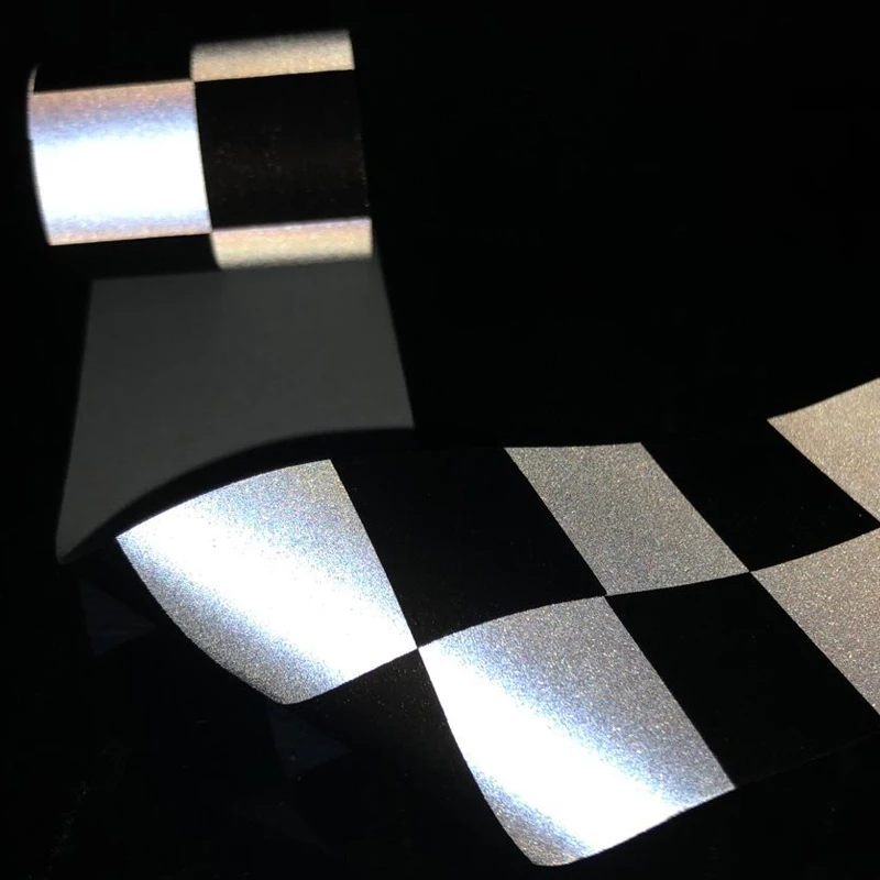 Tessuto riflettente quadrato argento brillante da cucire sui vestiti Nastro di sicurezza di avvertimento fai-da-te
