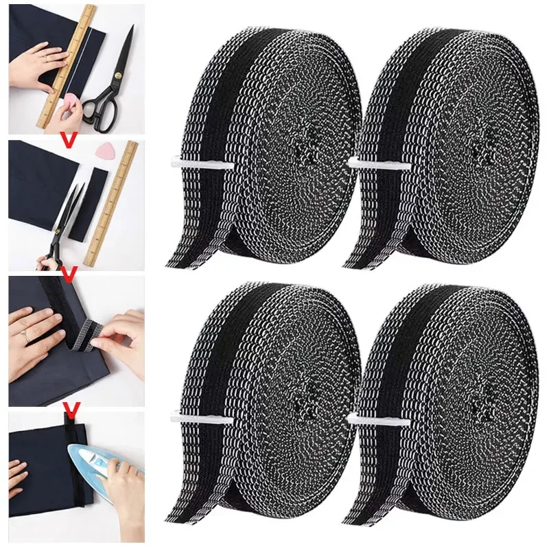 Diy tecido de costura calças autoadesivas colar ferro em calças borda encurtar calças de reparo para roupas jeans e calças jeans vestuário