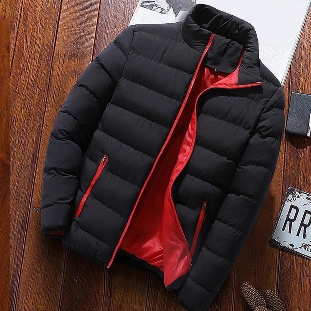 Parkas para hombre, abrigo acolchado grueso de otoño e invierno con cuello levantado, chaqueta holgada con bolsillos y cremallera, abrigo para hombre, abrigo grueso y cálido de algodón