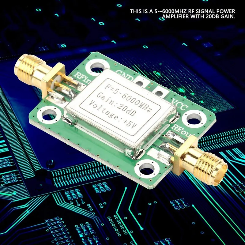 RF Power Amplifier with Shielding Shell 5M-6GHz Broadband Signal Amplifier 20DB High Gain