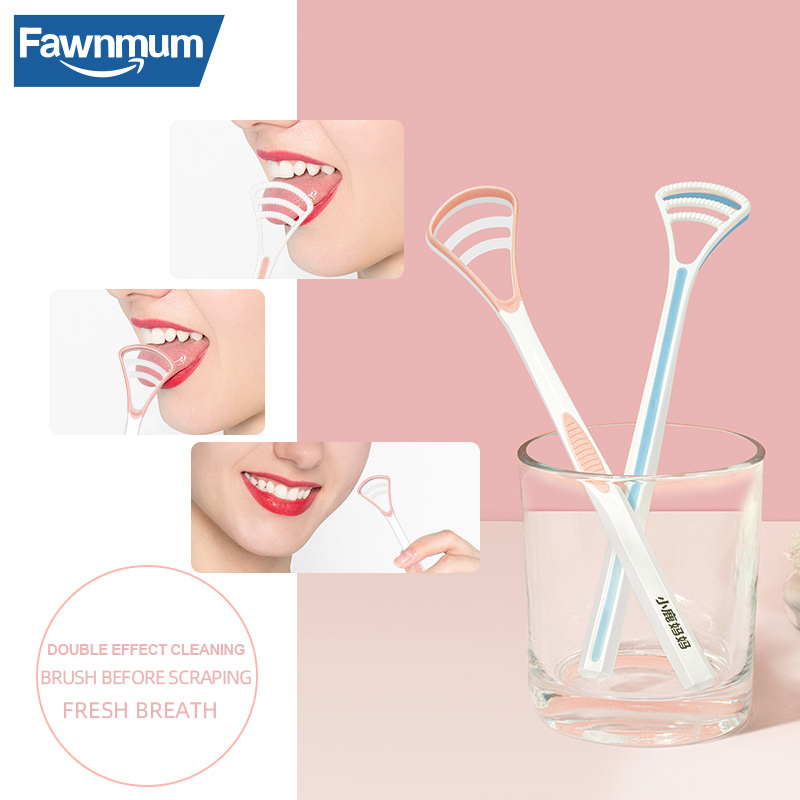 Fawnmum-raspador de lengua de silicona, 1 piezas, cepillo Tonger de Color Macaron, herramientas de limpieza, cepillo de dientes, cuidado bucal, aliento fresco, limpieza segura