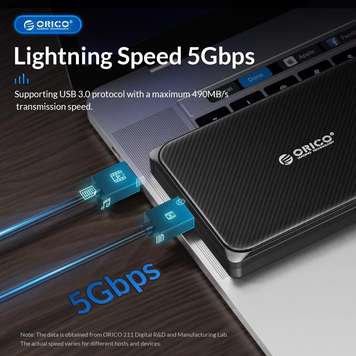 ORICO Mrico-B 2,5 Polegadas Caixa de Disco Rígido SATA para USB3.0 5 Gbps e 6 Gbps Gabinete HDD Externo para PC Computador PS5