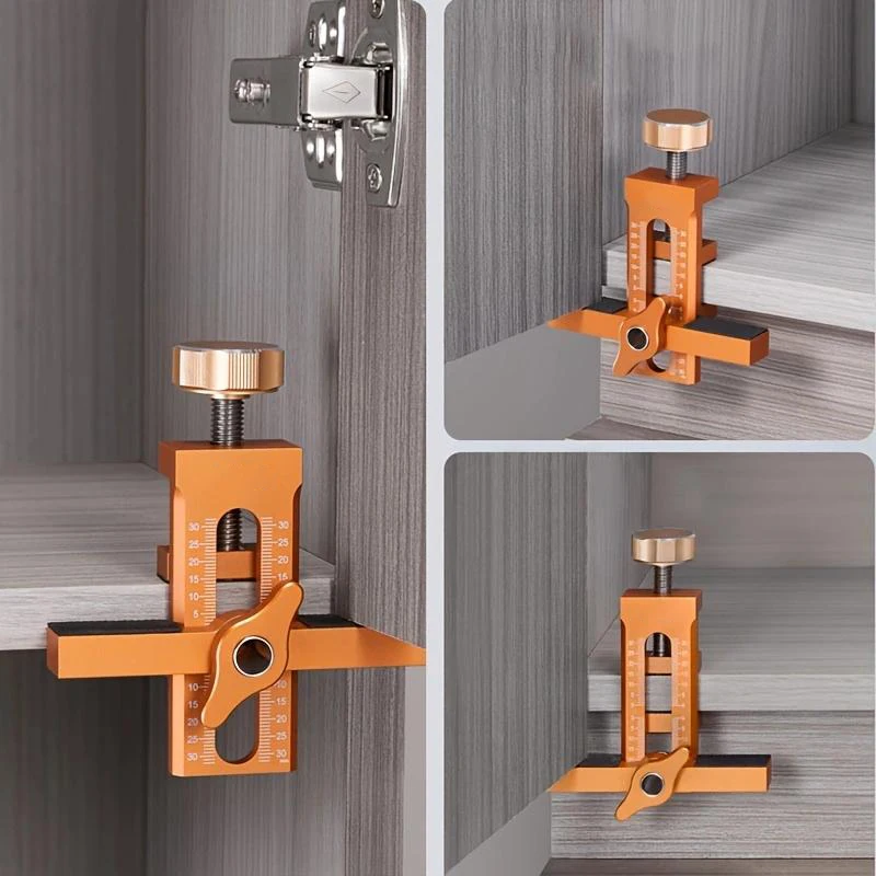 Wardrobe Cabinet Door Panel and Rebounder Punched Mounting Jig Woodworking 10mm Doweling Drilling Guide Locator Installing Clip