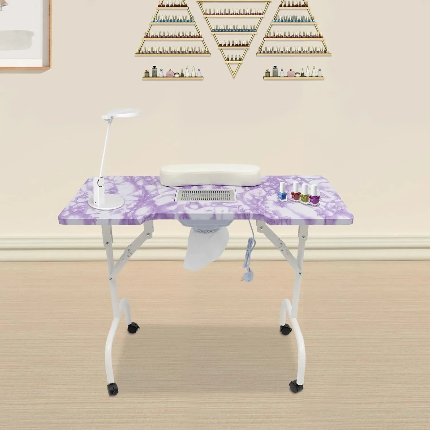 Mesa de manicure, mesa de estúdio de unhas com extração de poeira, mesa de unhas portátil para casa, salão de cabeleireiro, escritório, estúdio de unhas