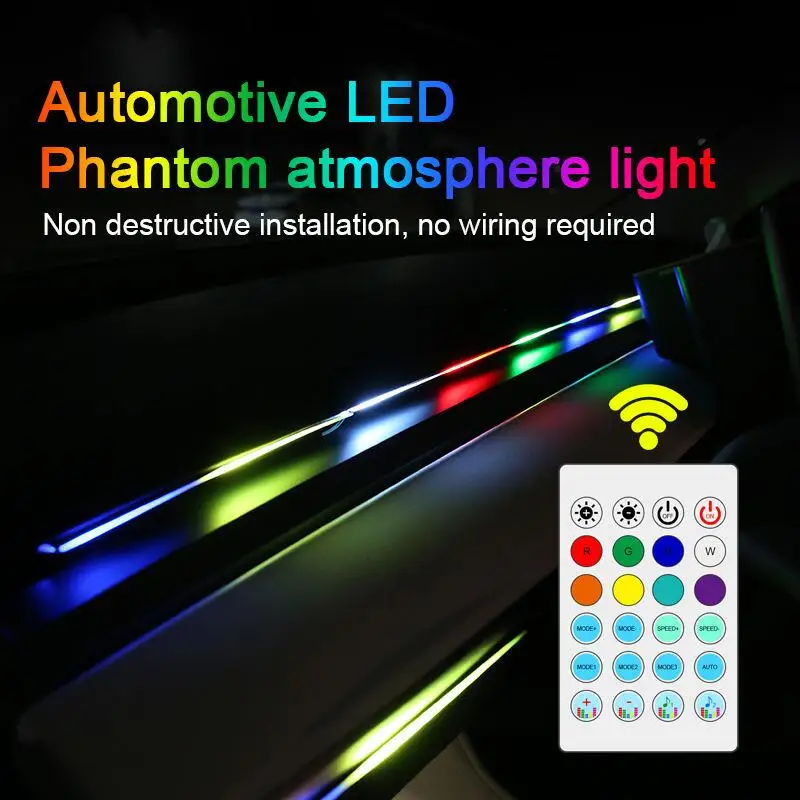 64 cores multi-modo de controle de som rgb luz ambiente decorativa para carro auto acrílico tiras de luz painel decoração lâmpada