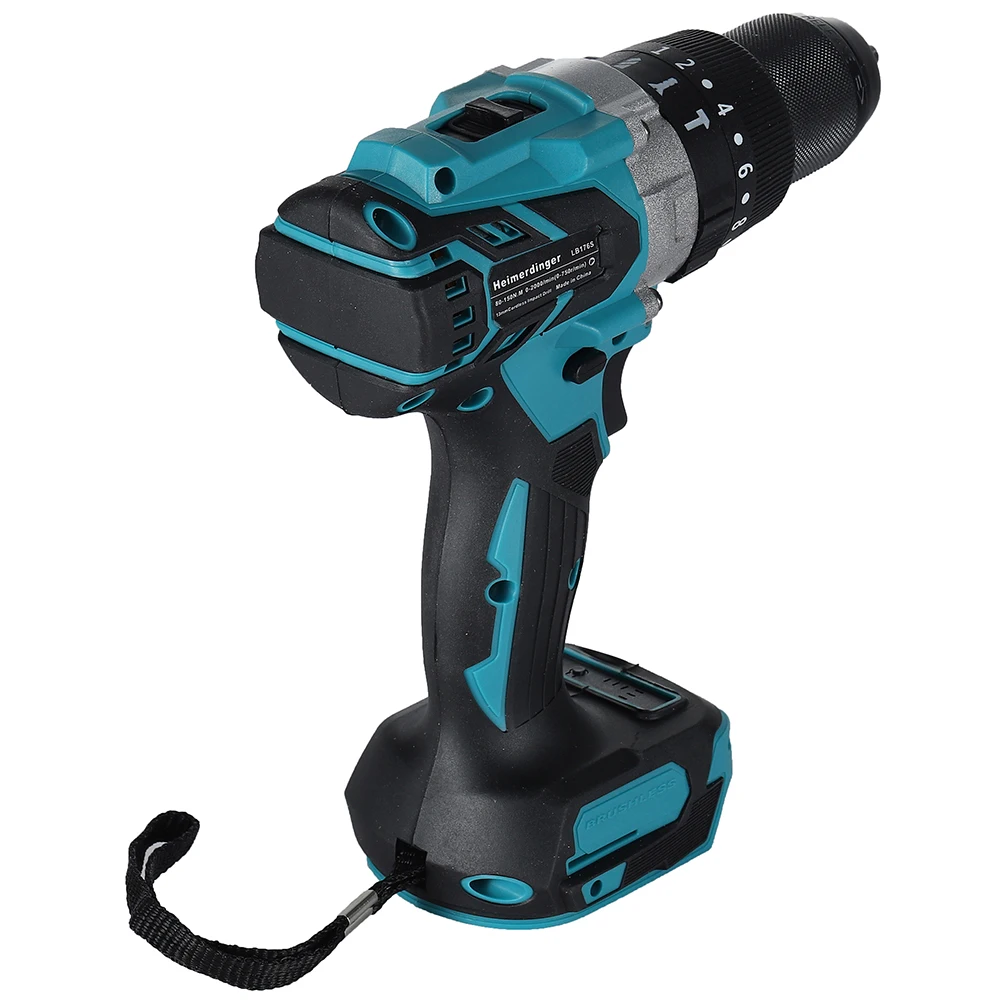 Taladro de impacto inalámbrico sin escobillas, taladro eléctrico de torsión de 1300 pulgadas, 2 velocidades variables, 1/2 In-lb(150N.m)