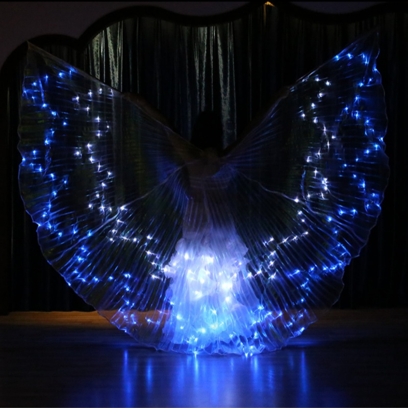 Cape de couleur luminescente LED pour adultes et enfants, danseuse lumineuse, aile Isis, spectacle sur scène, danse du ventre, accessoire Photo de fête