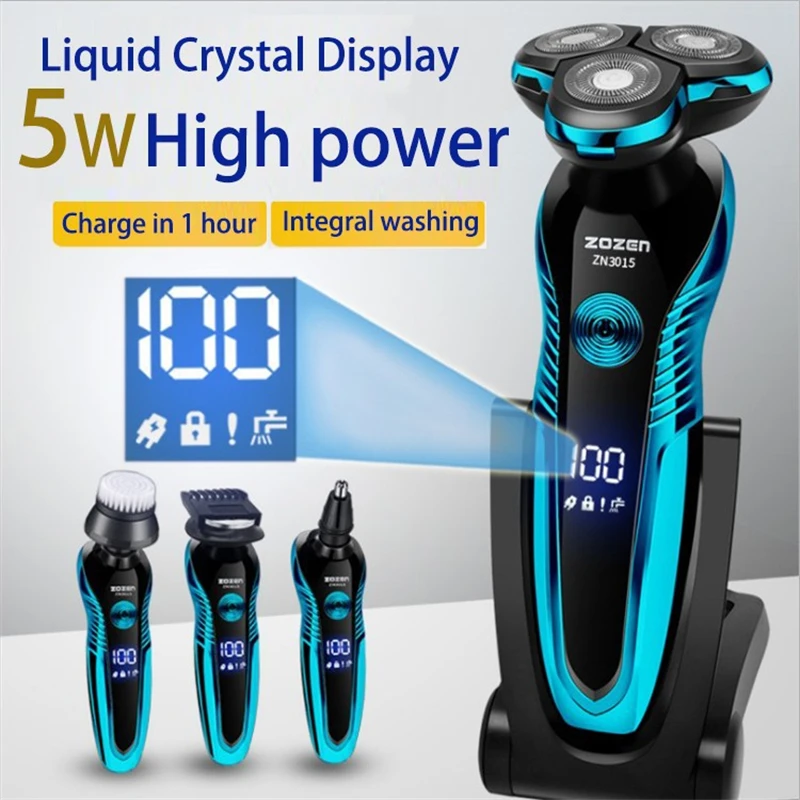 Barbeador elétrico recarregável navalha elétrica máquina de cortar cabelo máquina de barbear para homens aparador de barba molhado-seco dupla utilização