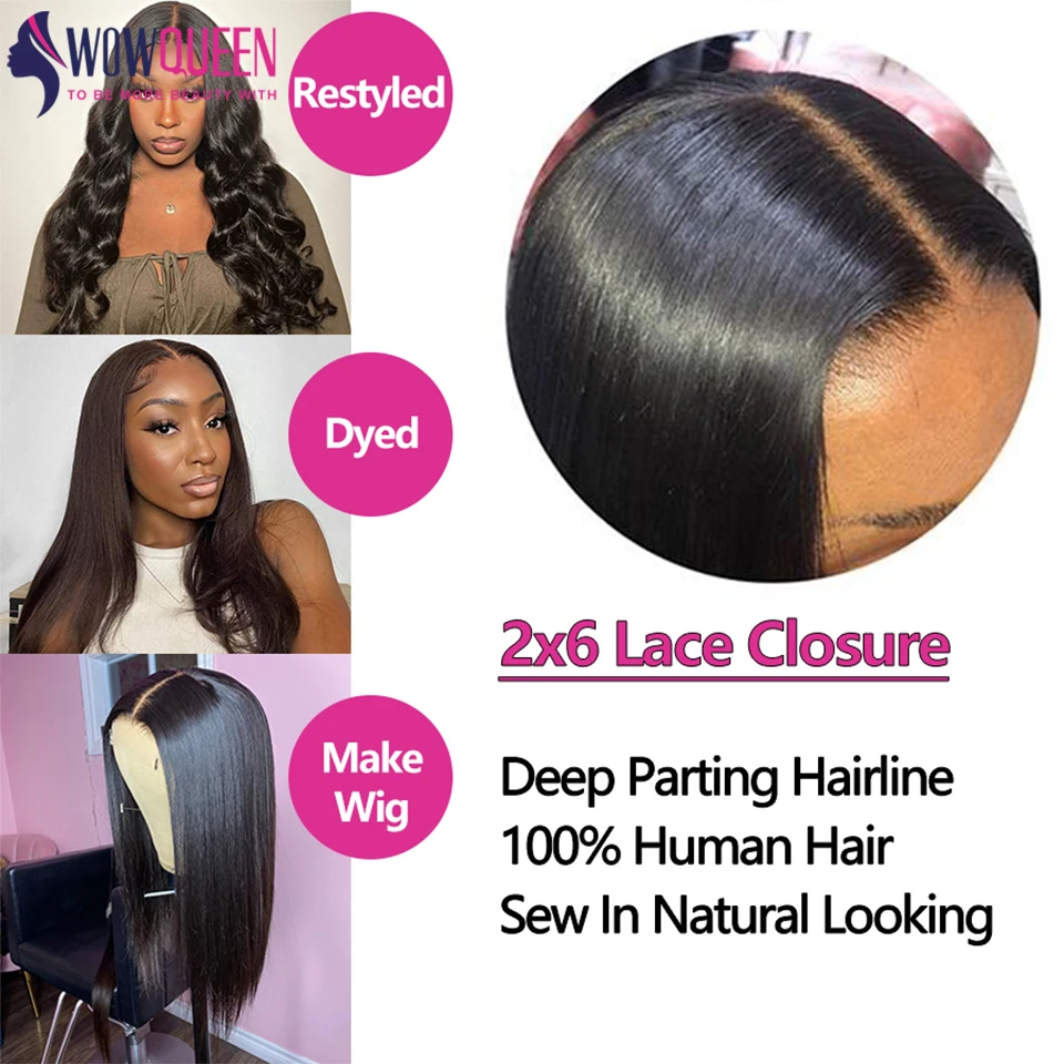 Pacotes de cabelo humano reto com fechamento 2x6 4x4 extensões de cabelo brasileiro cru tecer 3 4 pacotes com 13x4 frontal transparente