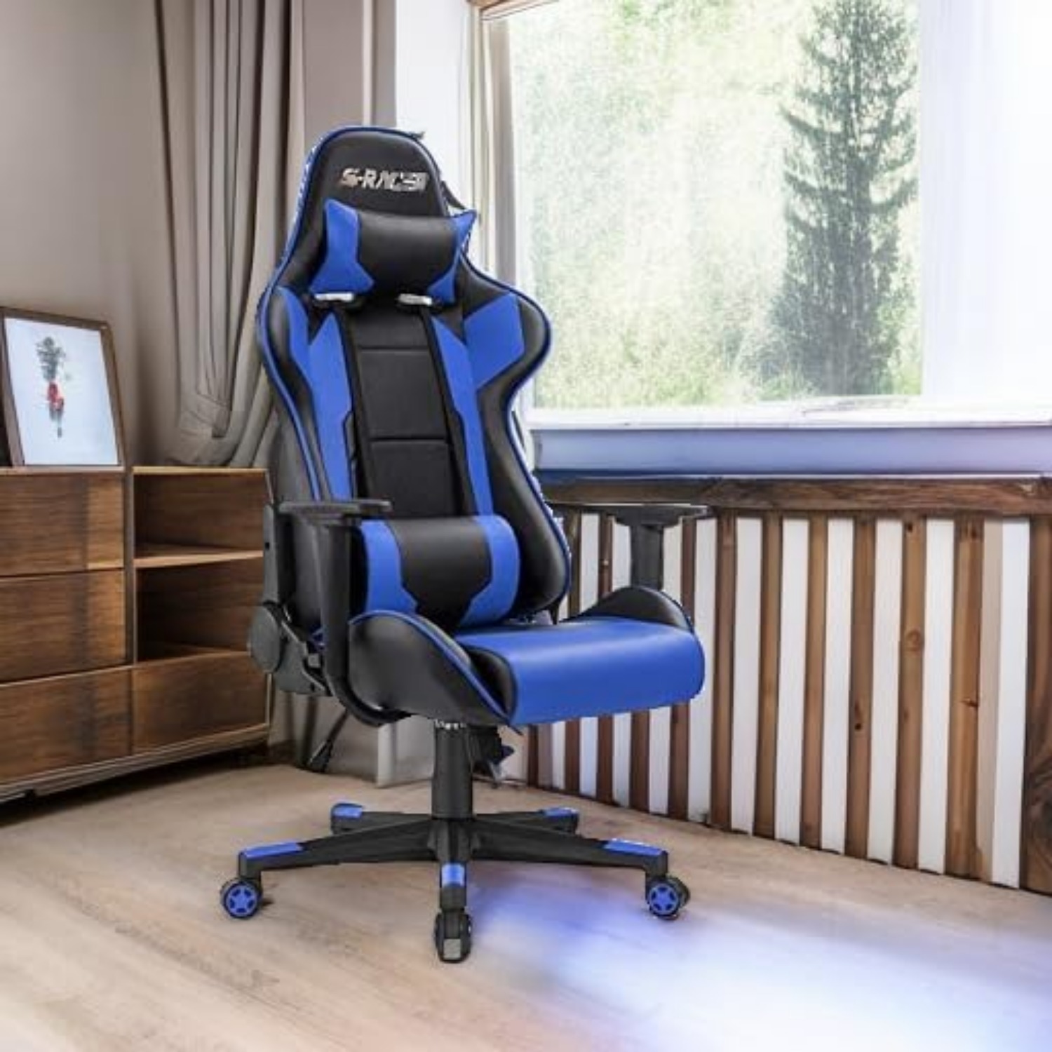 Gaming Executive Ergonomic Adjustable Swivel Task Chair with Headrest and Lumbar Support，19.8"D x 20.5"W x 47.8"H
