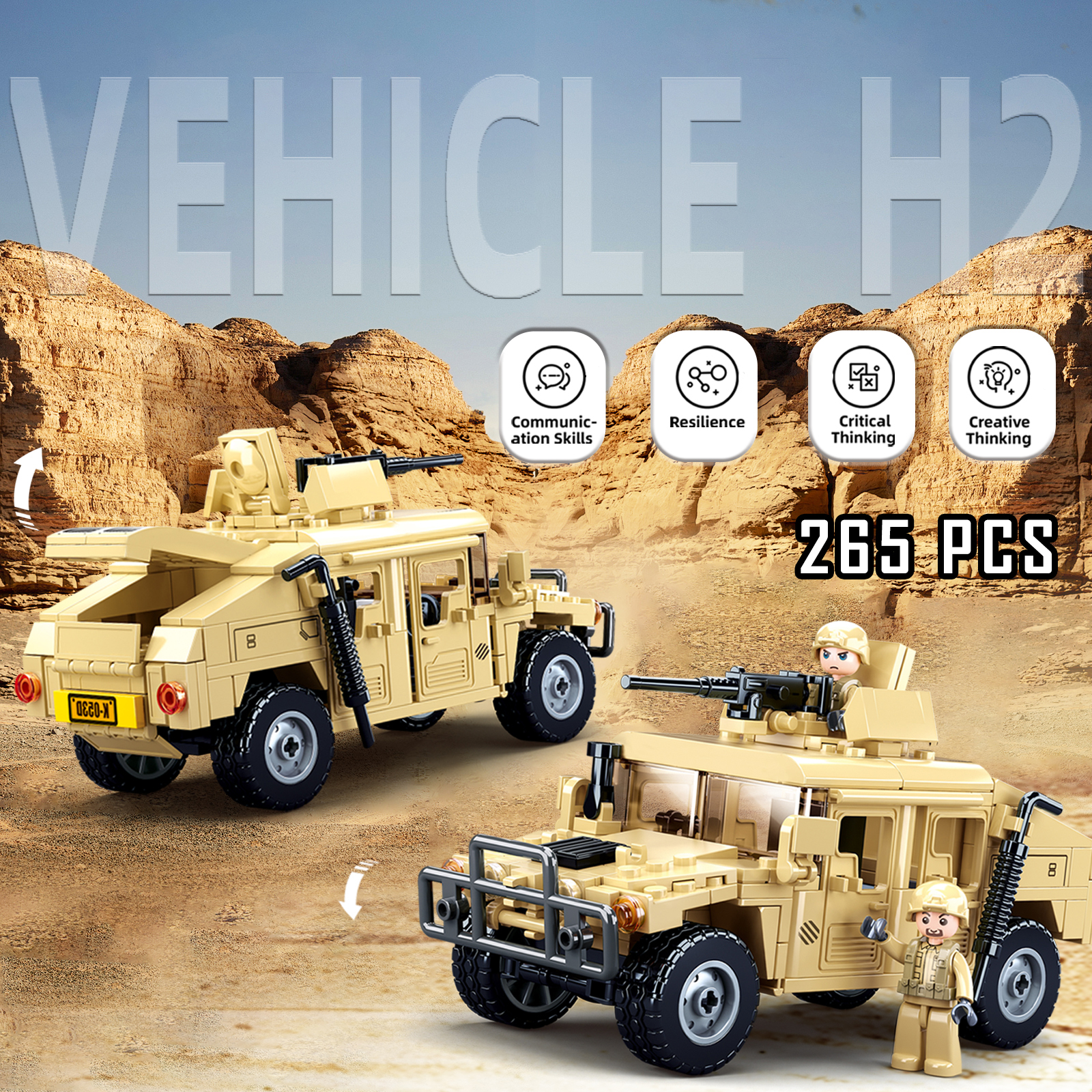 265 個 WW2 軍事 SWAT H2 突撃車両車のビルディングブロック陸軍兵士装甲車モデルレンガ DIY おもちゃギフト子供のための男の子