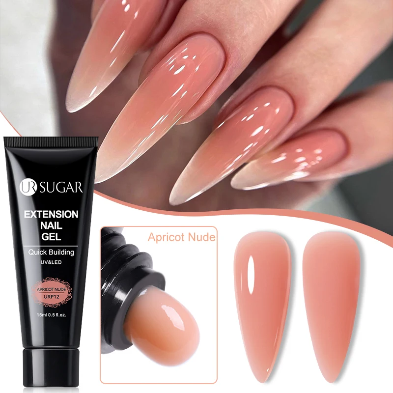 UR SUGAR-esmalte de uñas en Gel, extensión de 15ml, camuflaje, color rosa desnudo, semipermanente, UV, Gel duro, barniz acrílico para prolongar los dedos