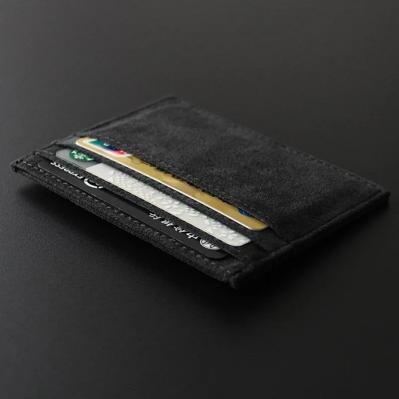 ALCANTARA ที่ใส่บัตรผู้หญิง & ผู้ชายหนังเทียมเปิดได้หรูหรากระเป๋าสตางค์บางขนาดเล็ก