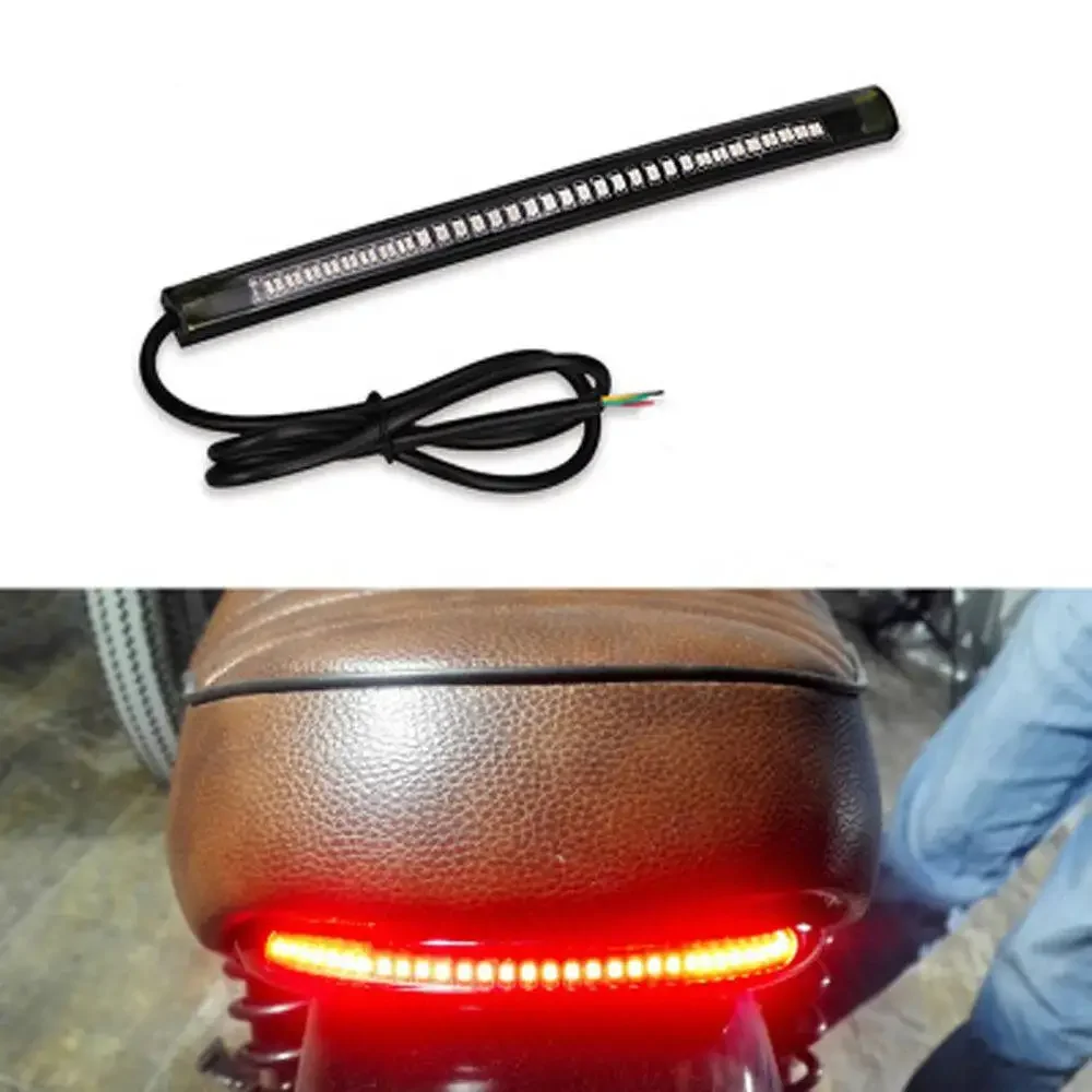 1pc luz de tira para motocicleta flexível 48 led luz da cauda sinal volta dupla cor freio traseiro parar lâmpada