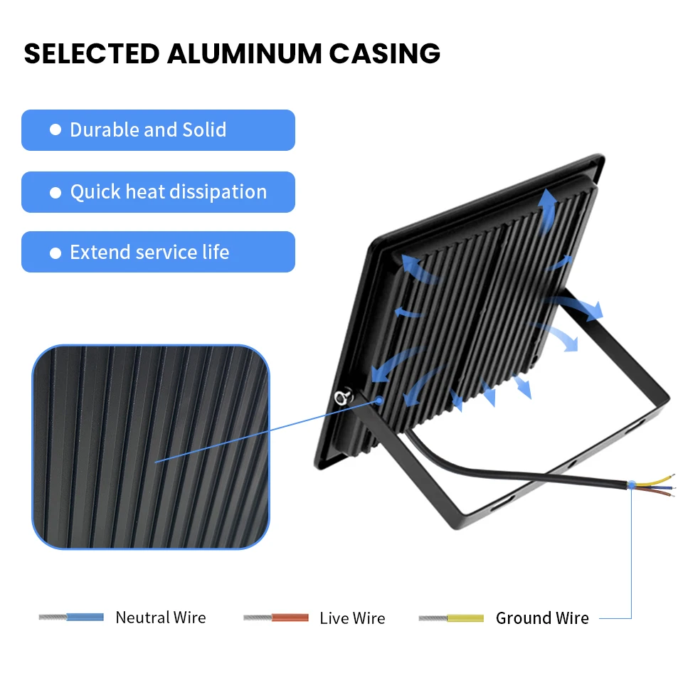 Holofote led ac220v 110v 10-300w ip66 à prova d'água para parede externa jardim refletor led lâmpada de rua luzes de inundação de parede