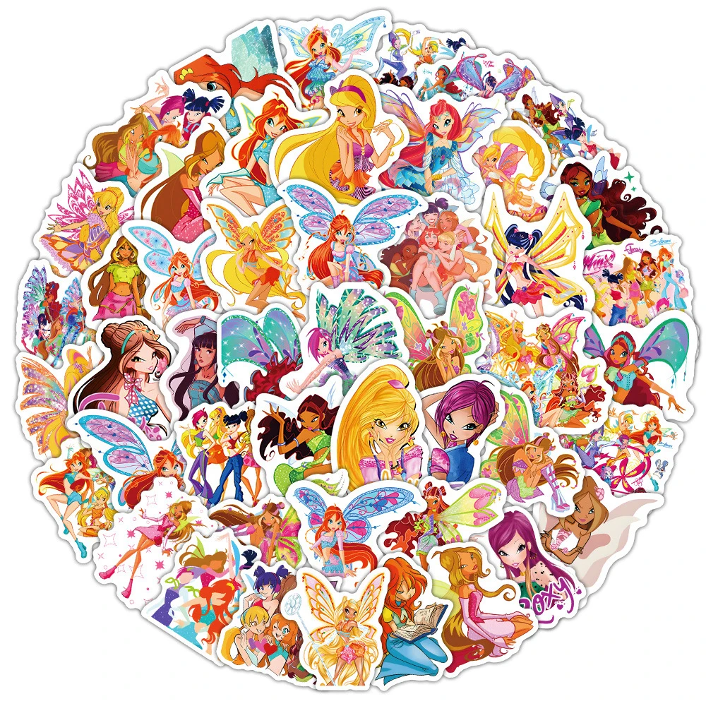 10/30/60PCS 예쁜 여자 나비 Winx 클럽 스티커 미적 데칼 DIY 가방 노트북 전화 수하물 기타 만화 장난감