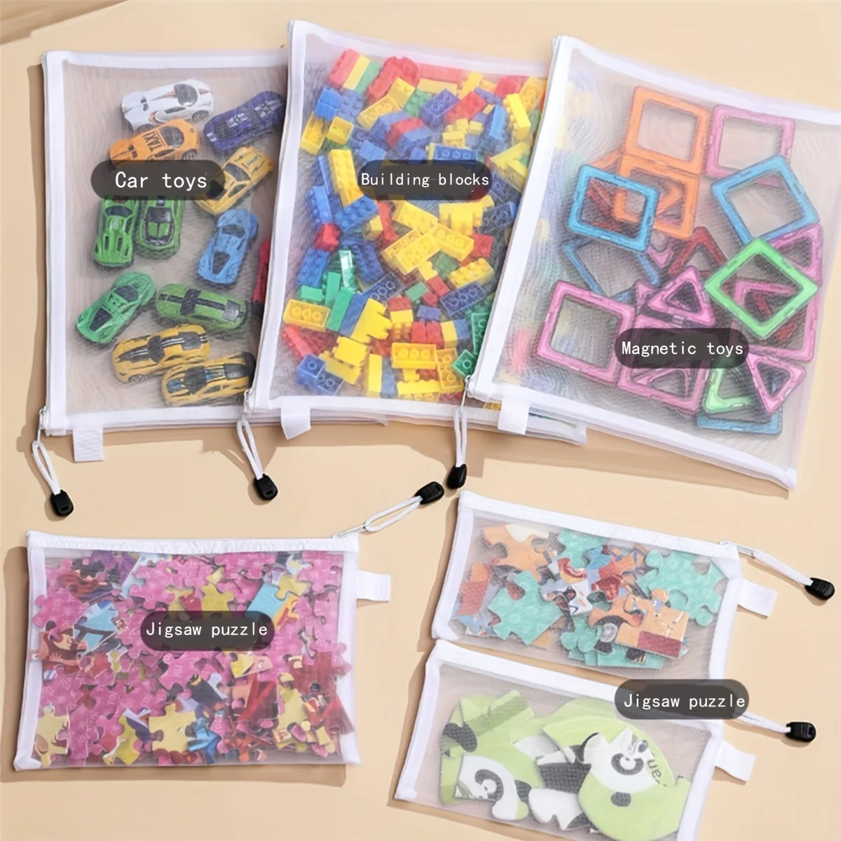 Sacos de malha com zíper, 8 peças, 3 tamanhos, sacos de malha com zíper, sacos de viagem transparentes impermeáveis, sacos de documentos de material de escritório com zíper