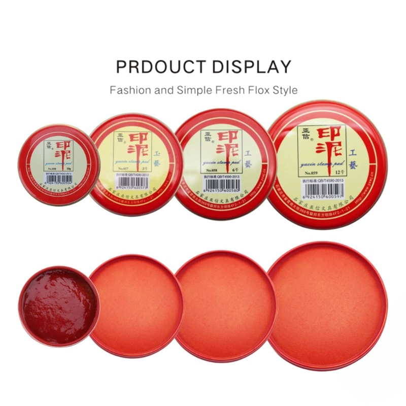 Red Stamp Ink Pad Round Chinese Yinni Pad Red Ink-Paste Quick-Drying Red Stamp Pad Calligraphy Painting Supplies