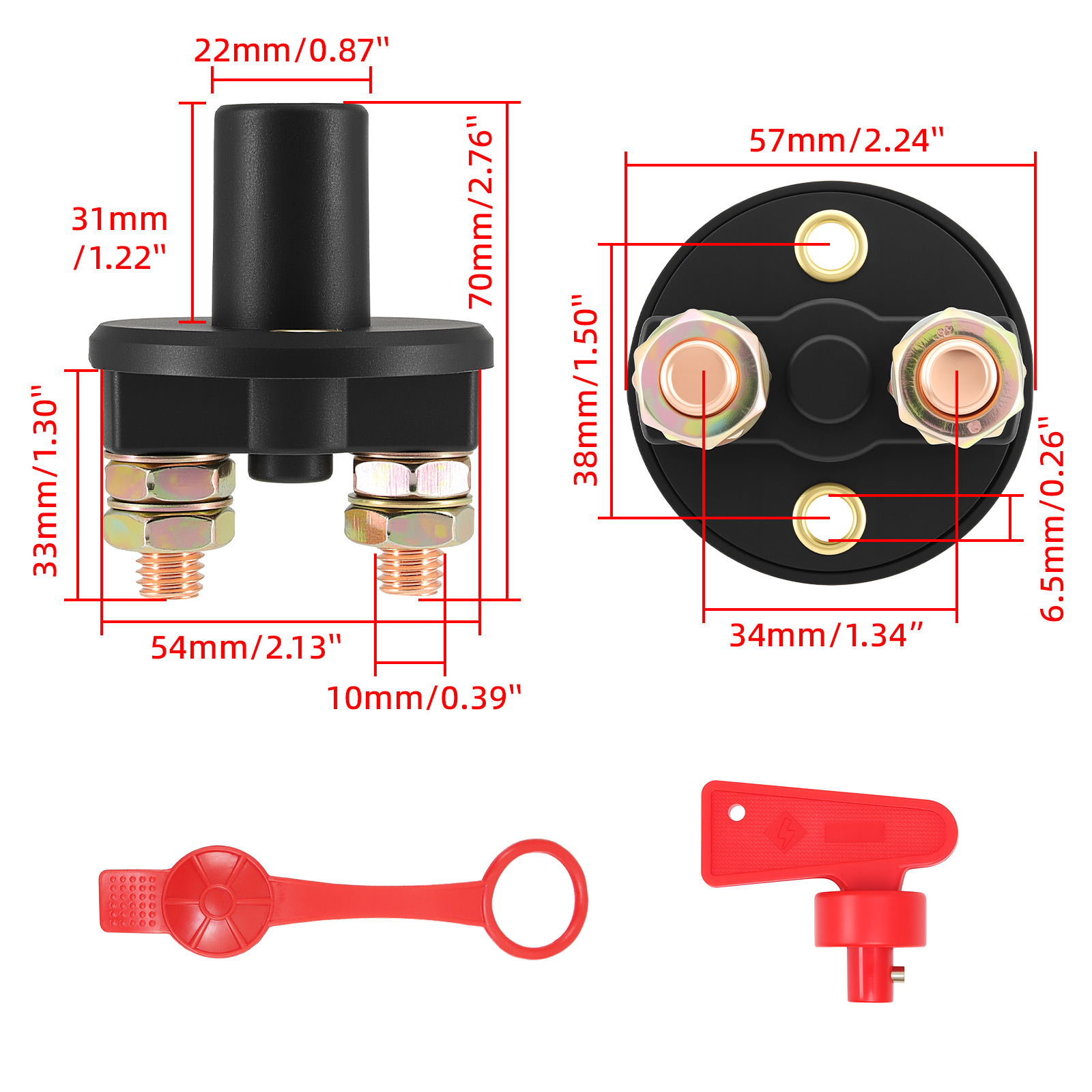AD Auto Schakelaar 12V Belangrijkste Afgesneden Kill Switch Voertuig Gemodificeerde Isolator Disconnector Rode Sleutel Afgesneden Batterij voor Vrachtwagen Boot