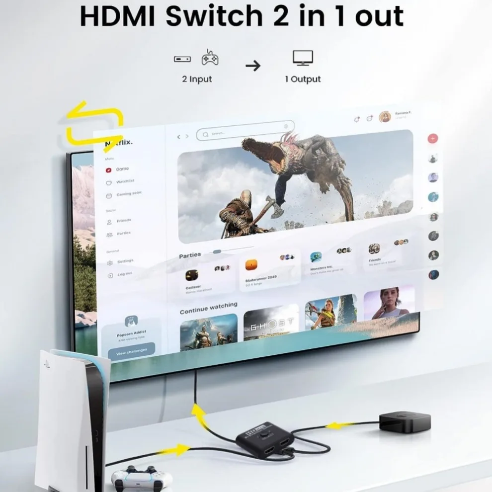4K HDMI-Compatible Switch Splitter Bi-Direction 1x2/2x1 HDMI-compatible Switcher 2 in1 Out for PS4/3 TV Box Switcher Adapter