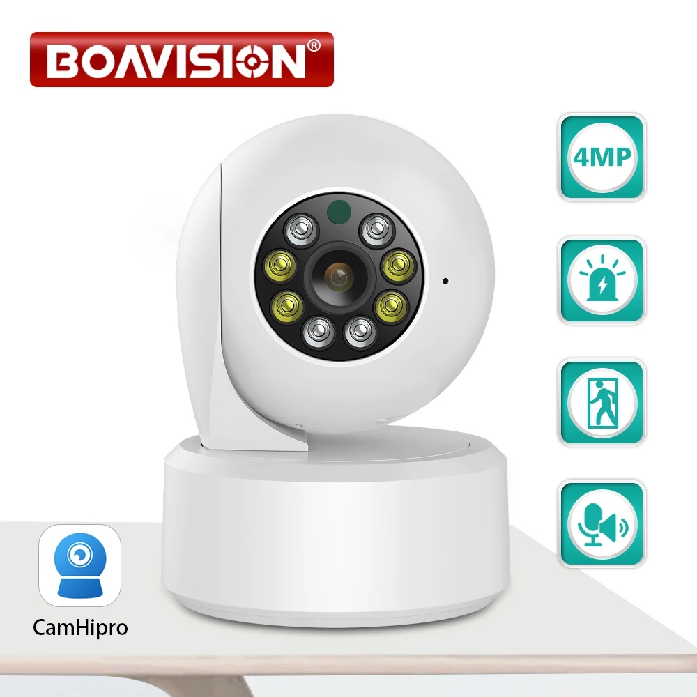 ru BOAVISION HD 4MP PTZ Камера AI отслеживание 2,4 ГГц Wi-Fi умное домашнее наблюдение Камера Аудио полноцветный 20 футов ИК-вид