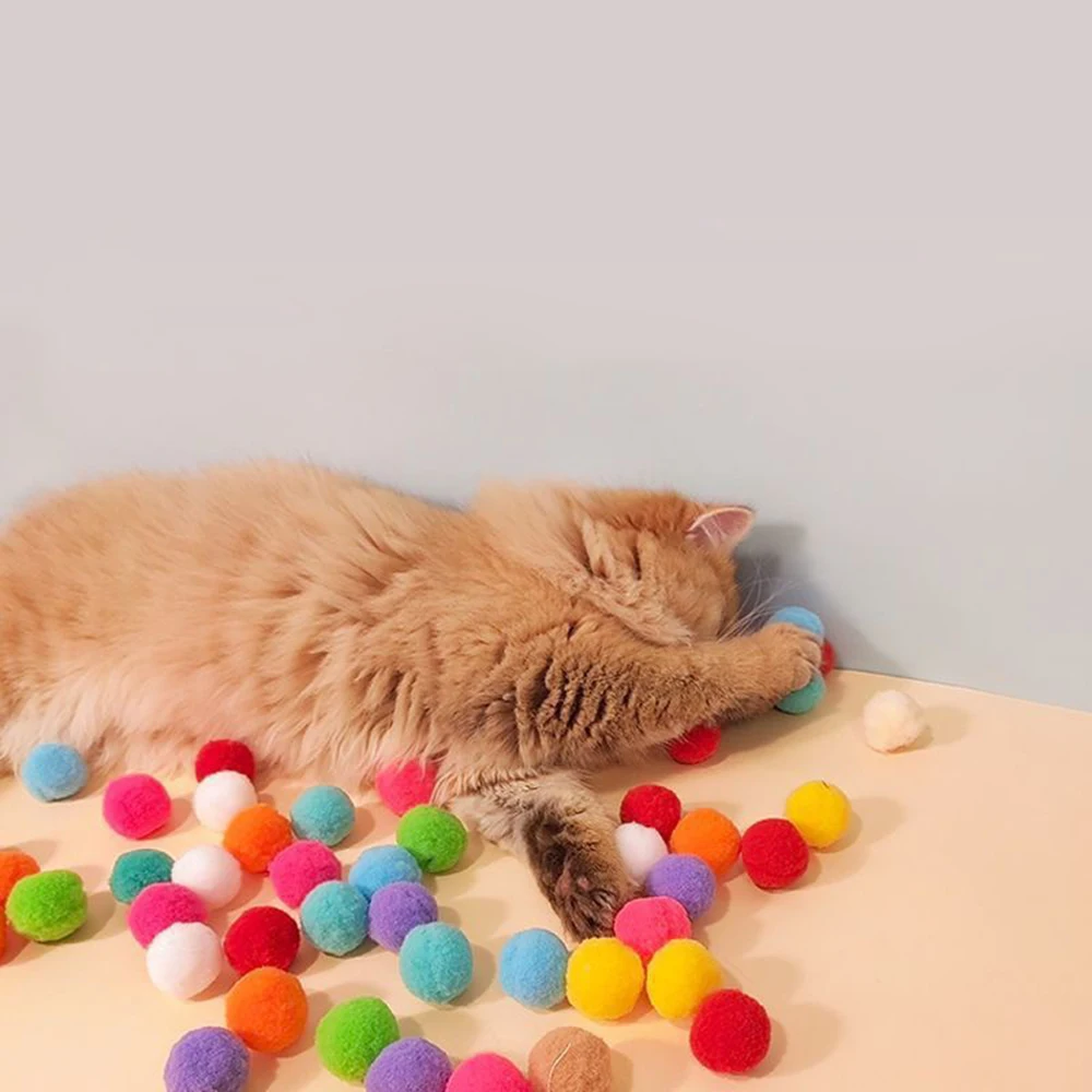 Cat Toy Interactive High Fun Toy Gun Plush Ball Firing Gun Silent Polyester High Bounce Ball Fun Cat Stick