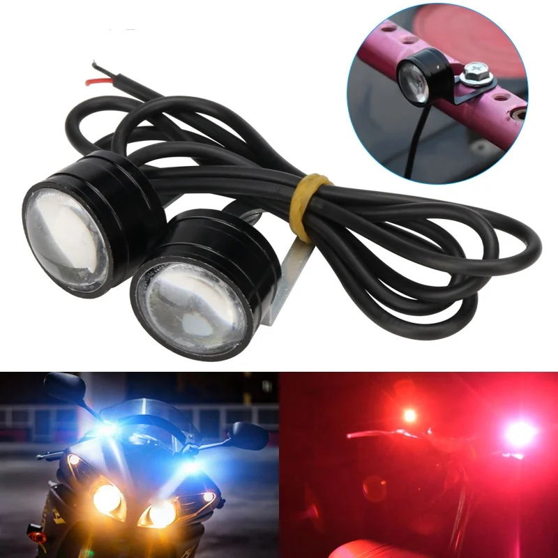 2 pçs motocicleta led luz super brilhante águia olho lâmpada de condução scooter moto modificação luz freio nevoeiro acessórios