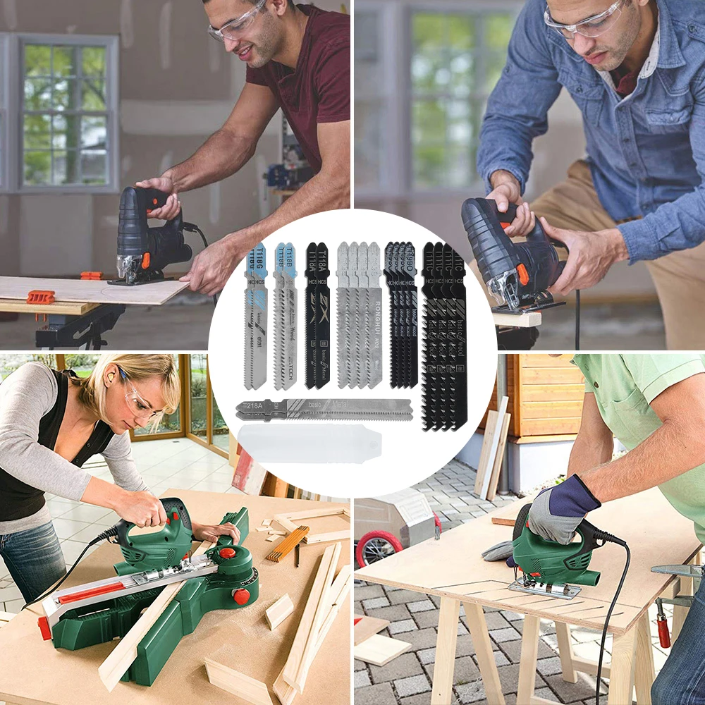Set di lame per seghetto alternativo da 20 pezzi Albero a T HCS Lame per seghetto alternativo assortite per legno, plastica e metallo Lame da taglio per Black & Decker Metabo