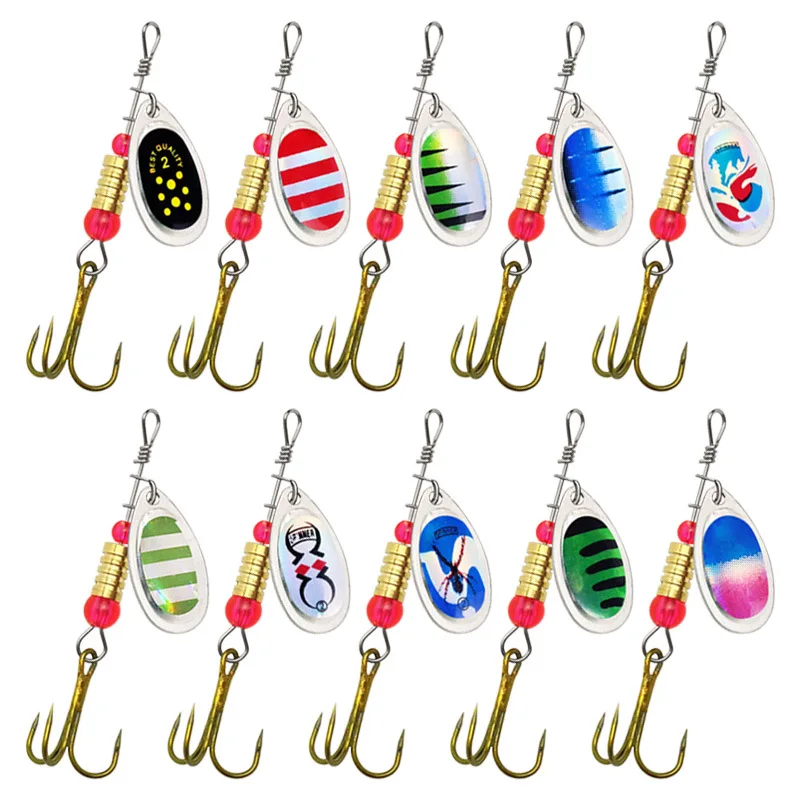 1Set 3.3g Fishing Lure Metal Rotating Sequins Spoon Spinner Hook  Artificial Wobbler Hard Bait for Bass Trout Perch Pike Tackle