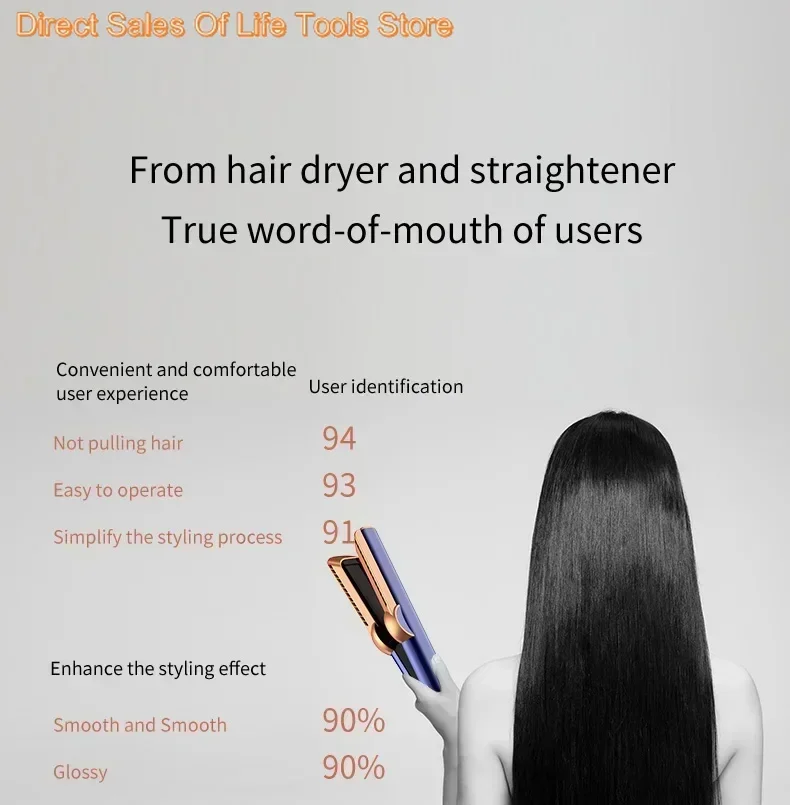Lisseur et sèche-cheveux professionnel 2 en 1, fer plat chauffant, cheveux secs sans endommager la épingle à cheveux