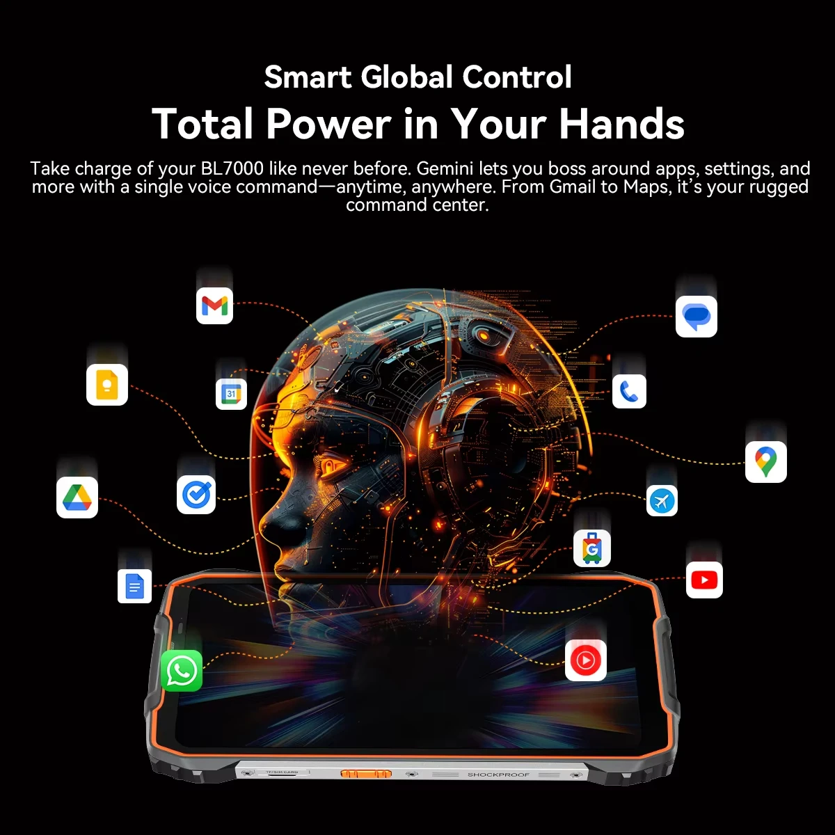BLACKVIEW BL7000 Telefono robusto 5G AI Deepseek GPT Smartphone Android 15, display HD+2.4K da 6,78" 120 Hz, 8 GB di RAM 256 GB, 7500 A mh