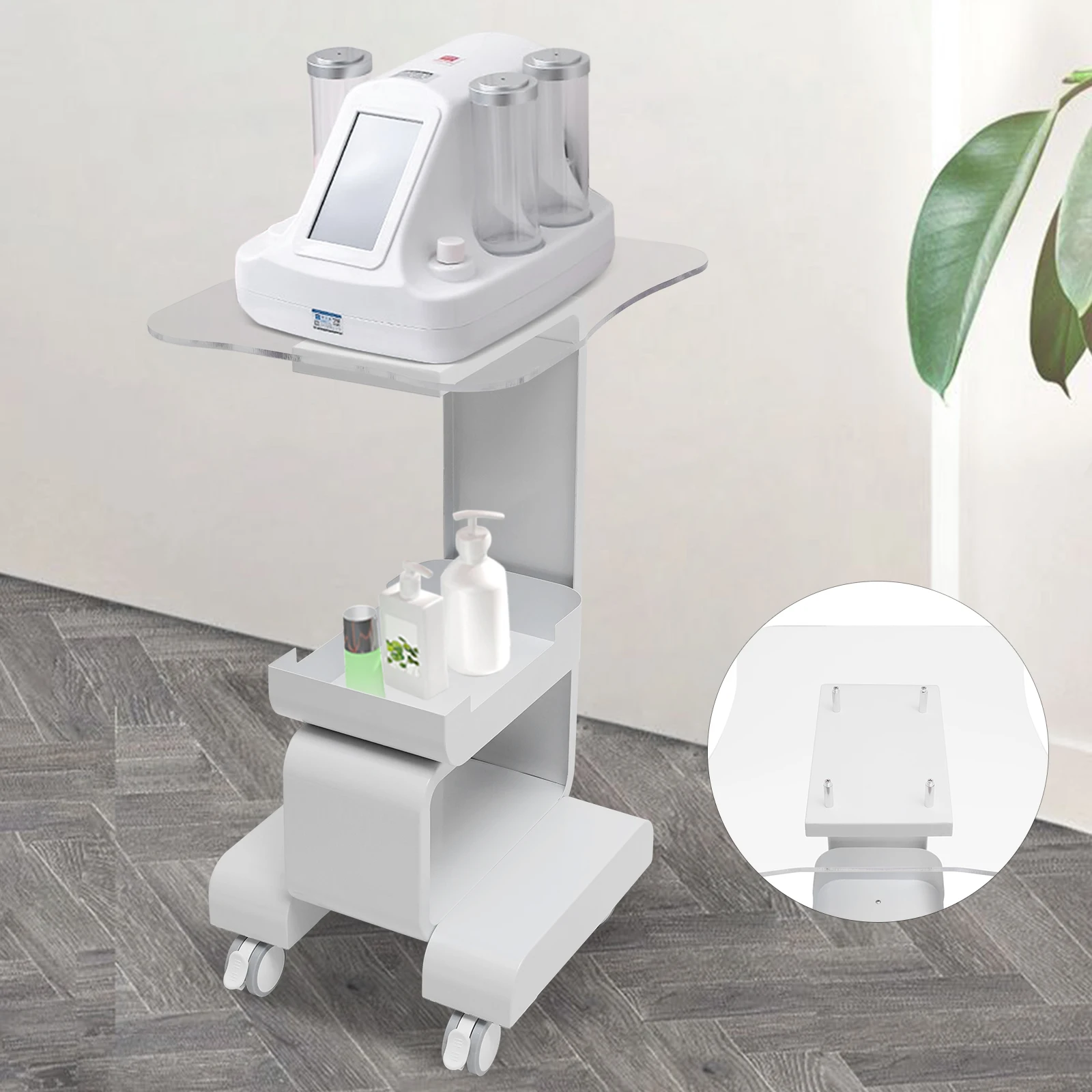 Carrello portaoggetti per parrucchiere a 3 livelli Carrello portaoggetti per salone Spa Strumento di servizio 360 °   Supporto per carrello girevole