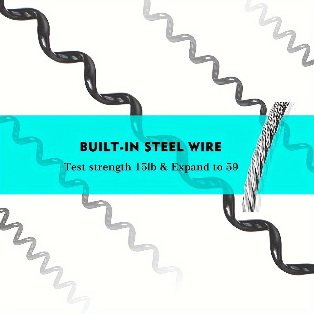 Spring Coil Keychains,Retractable Wrist Strap Safety Rope,8.46" To 47" Extendable,with Carabiner and Ring,Built-in Steel Wire