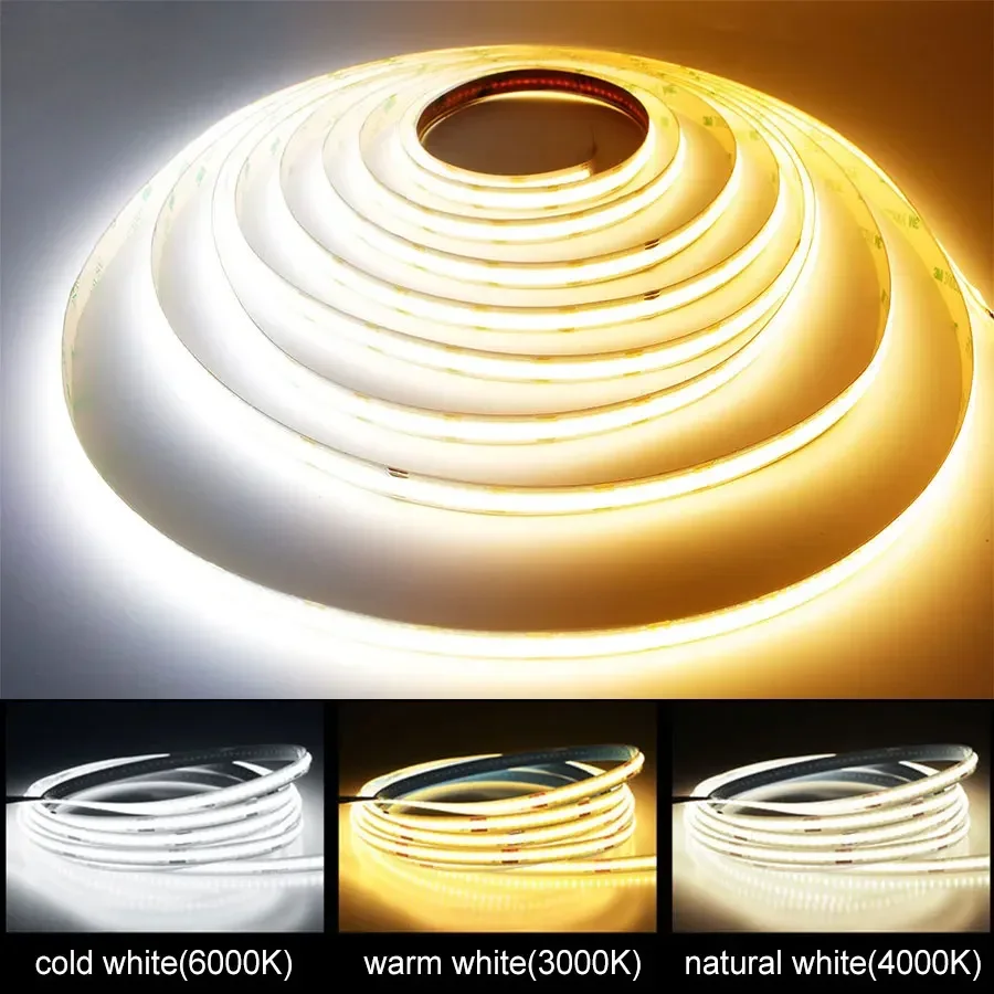 24v 12v cob luzes de tira led 8mm 320leds/m fita flexível para decoração do quarto 3000k 4000k 6000k 5m 10m lâmpada linear regulável