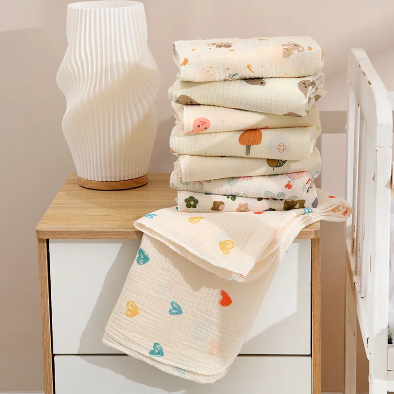 Double Layer Muslin Baby Swaddle Blanket Cartoon Print Soft Newborn Cotton Swaddling Wrap Stroller Cover Bedding 80*80cm