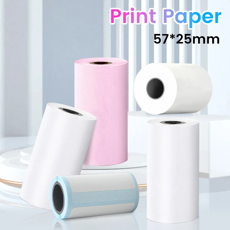 57*25mm Thermal Paper Label Sticker Self-adhesive HD Color Rolls Paper For Mini Printer Instant Print Kids Camera Photo Paper
