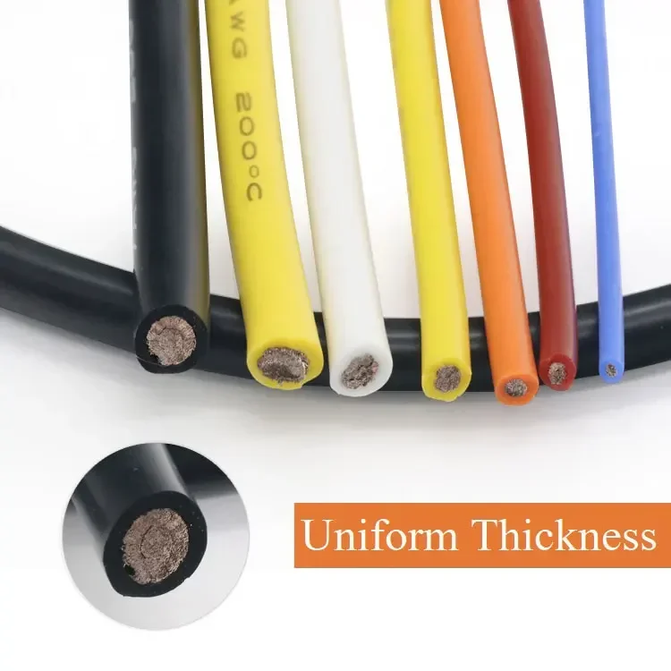 Cable resistente al calor de 1M/5M 30 28 26 24 22 20 18 16 15 14 13 12 10 AWG alambre de silicona Ultra suave cobre Flexible de alta temperatura