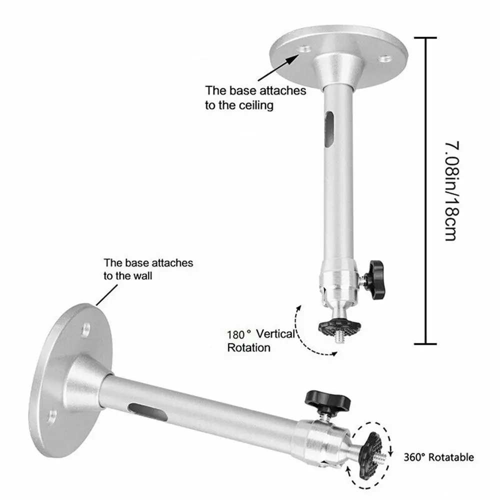 Universale 360 °   Monopiedi per fotocamera girevoli Staffe per proiettori Supporto per proiettore Supporto per montaggio a parete a soffitto